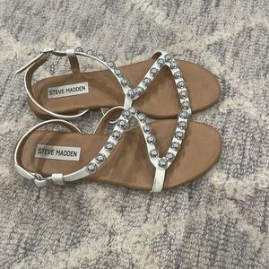 Steve Madden sandals, 6.5 Women’s, tan and silver